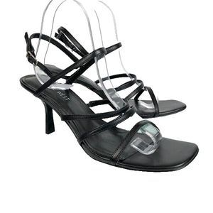 Nine West Niva Slingback Sandal Snake Print Heels Square Toe